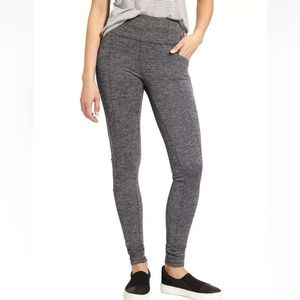 Athleta Herringbone Metro High Waisted Legging Gray Pockets Stretch Size Small